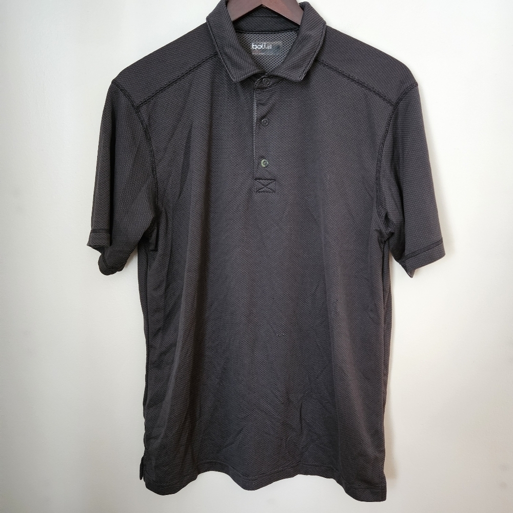 Bolle Polo Shirt Short Sleeve Collar Dark Gray Black Golf Performance Neutral